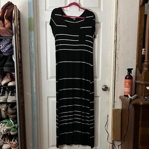 Old Navy Black and White Striped Maxi Dress